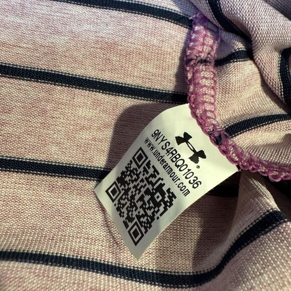 Under Armour Polo Shirt Medium Men’s Purple Striped Phoenician Golf Logo Resort - Picture 7 of 8